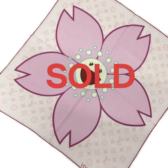 LOUIS VUITTON Calle 55 Cherry Blossom Pink Yellow Multi MR1215 Scarf 432-061325 - Picture 1 of 5